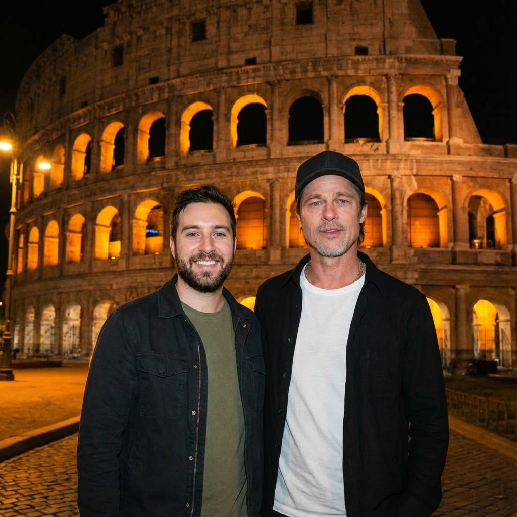 Celebrity selfie with Brad Pitt